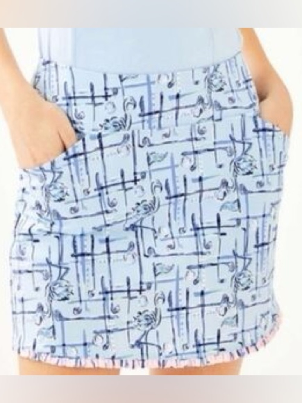 Lilly Pulitzer Upf 50+ Monica Golf Skort In Crew Blue Tint Talk Birdie To Me 16